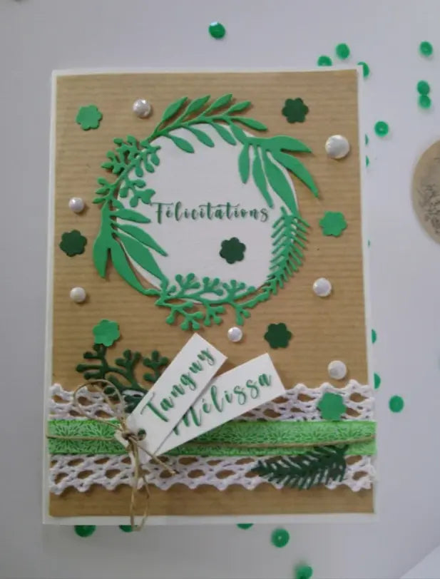 Carte mariage « Félicitations » personnalisable verte