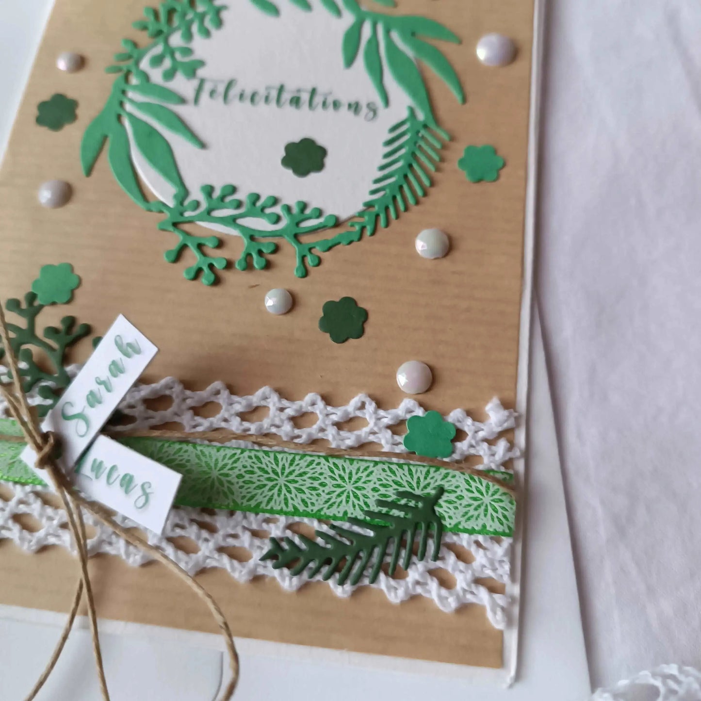 Carte mariage « Félicitations » personnalisable verte