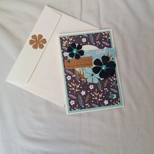 jolie carte départ collègue - carte départ retraite - carte départ collègue de travail - carte départ de l’Atelier de Lili la souris - bonne continuation carte départ - carte scrapbooking départ collègue - carte départ retraite femme - carte départ collègue femme bleue nuit - carte en route pour une nouvelle aventure