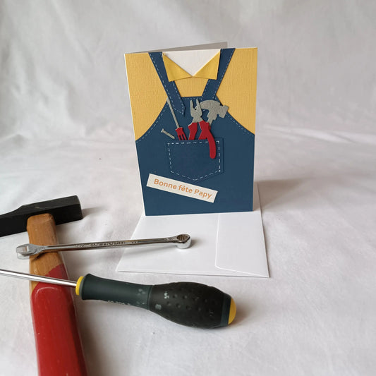 jolie carte fête des Grands-Pères - bonne fête Papy - carte de vœux bonne fête Papy boite à outil - papy bricoleur - carte fête des Grands-Pères de l’Atelier de Lili la souris - cadeau fête des Grands-Pères- carte de vœux artisanale - fête des Grands-pères 2024 - bonne fête Papi - fête des Grands-Pères en France - bonne fête papy 2024 - cadeau pour Papy