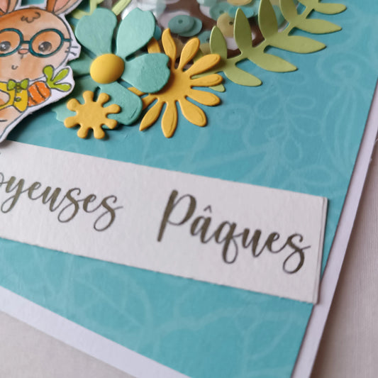 carte Joyeuses Pâques fait main de L’Atelier de Lili la souris, carte Joyeuses Pâques , carte de Pâques fait main, carte de Pâques artisanale, carte Pâques enfant, carte lapin de Pâques, carte de vœux Pâques, carte Pâques scrapbooking, carte Pâques originale, carte Pâques artisanale , carte Pâques avec lapin, carte Joyeuses Pâques fait main artisanale, carte de Pâques scrapbooking, carte de Pâques avec œuf à secouer, carte Pâques enfant fait main, carte Pâques originale enfant, carte de Pâques lapin mignon,