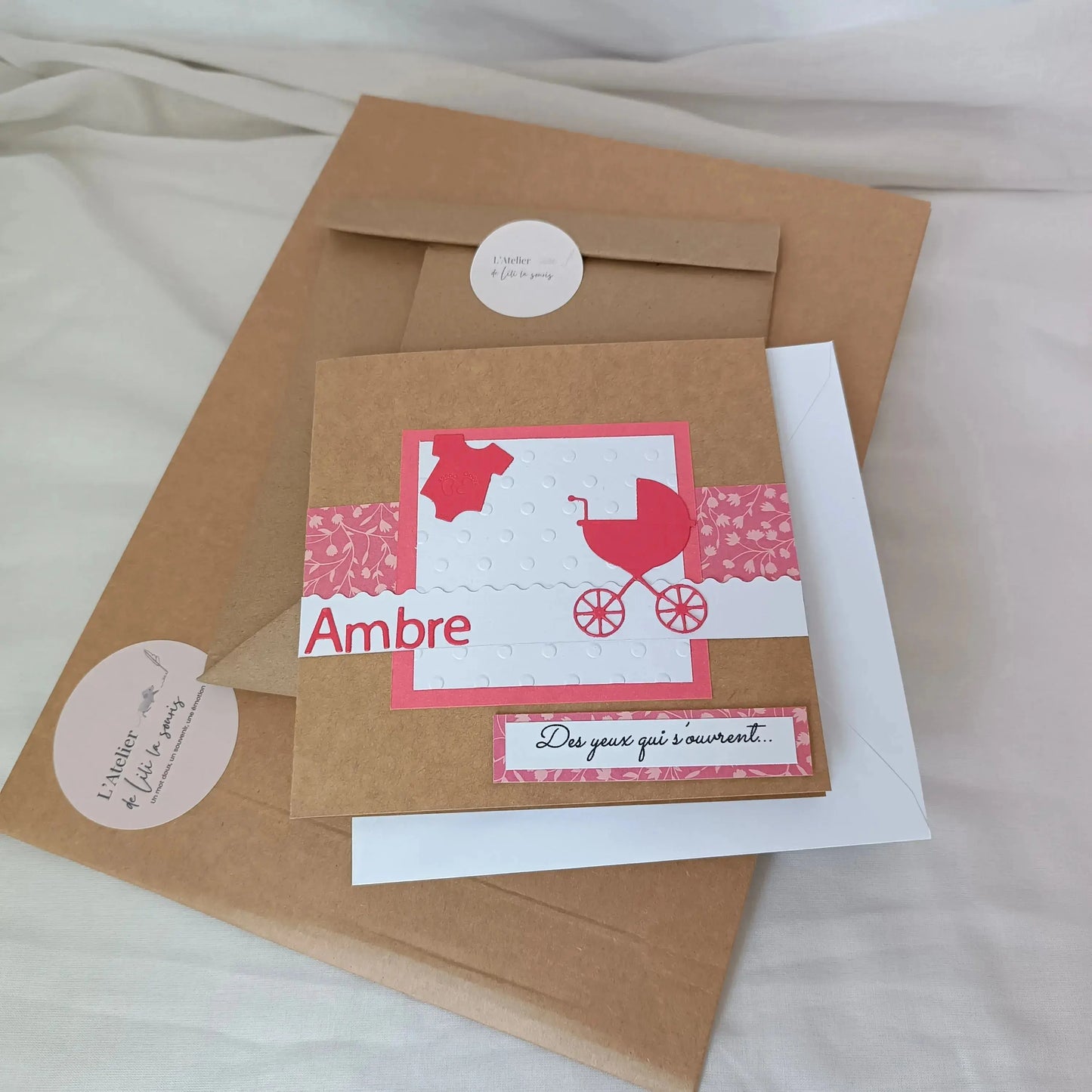 Carte de naissance « Accordons la vie » – Rose - Félicitation naissance - carte de naissance de L’Atelier de Lili la souris - jolie carte de naissance - félicitation pour le bébé -idée cadeau bébé - cadeau naissance - heureuse naissance – nouveau - cadeau nourrisson - cadeau bébé fille - carte naissance personnalisé - cadeau naissance personnalisé – cadeau artisanal