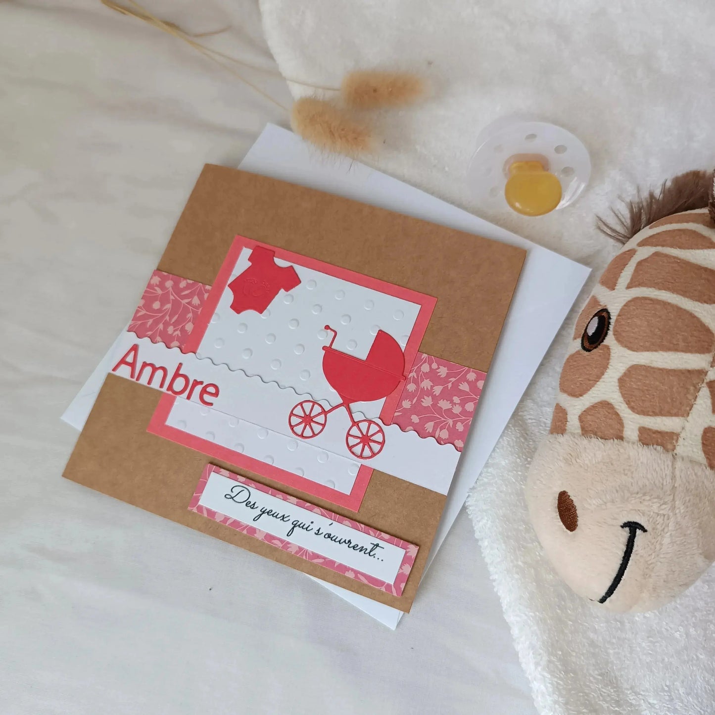 Carte de naissance « Accordons la vie » – Rose - Félicitation naissance - carte de naissance de L’Atelier de Lili la souris - jolie carte de naissance - félicitation pour le bébé -idée cadeau bébé - cadeau naissance - heureuse naissance – nouveau - cadeau nourrisson - cadeau bébé fille - carte naissance personnalisé - cadeau naissance personnalisé – cadeau artisanal