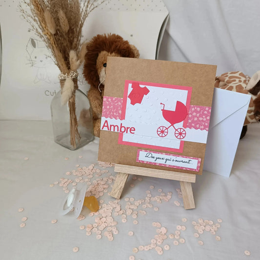 Carte de naissance Accordons la vie rose de L'Atelier de Lili la souris, vue principale