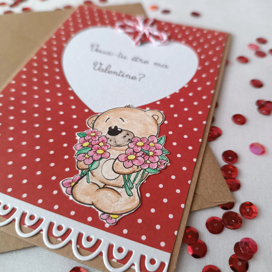 Carte Veux-tu être ma Valentine réalisée à la main, vue rapprochée