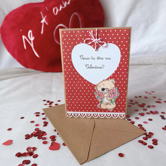 Carte Saint-Valentin Veux-tu être ma Valentine de L'Atelier de Lili la souris, vue principale