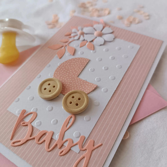 Carte minimaliste et émotionnelle, une carte de naissance de l'atelier de lili la souris