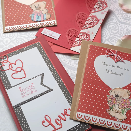 ensemble de carte de saint valentin de l'atelier de lili la souris