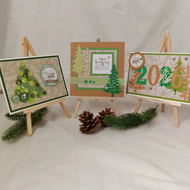 image de la collection carte Nouvel An bonne année sous les sapins 2026 de l'atelier de lili la souris