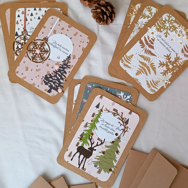 Noël-en-3-cartes-Cartes-de-Noël-artisanales-minimalistes l'atelier de lili la souris