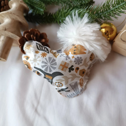 Pack 3 décorations de Noël en tissu blanc or et argent - Récup' Tissu de Lili - décorations de Noël en Tissu
