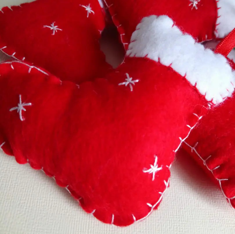 Décoration de Noël, botte de Noël, à suspendre en feutrine rouge