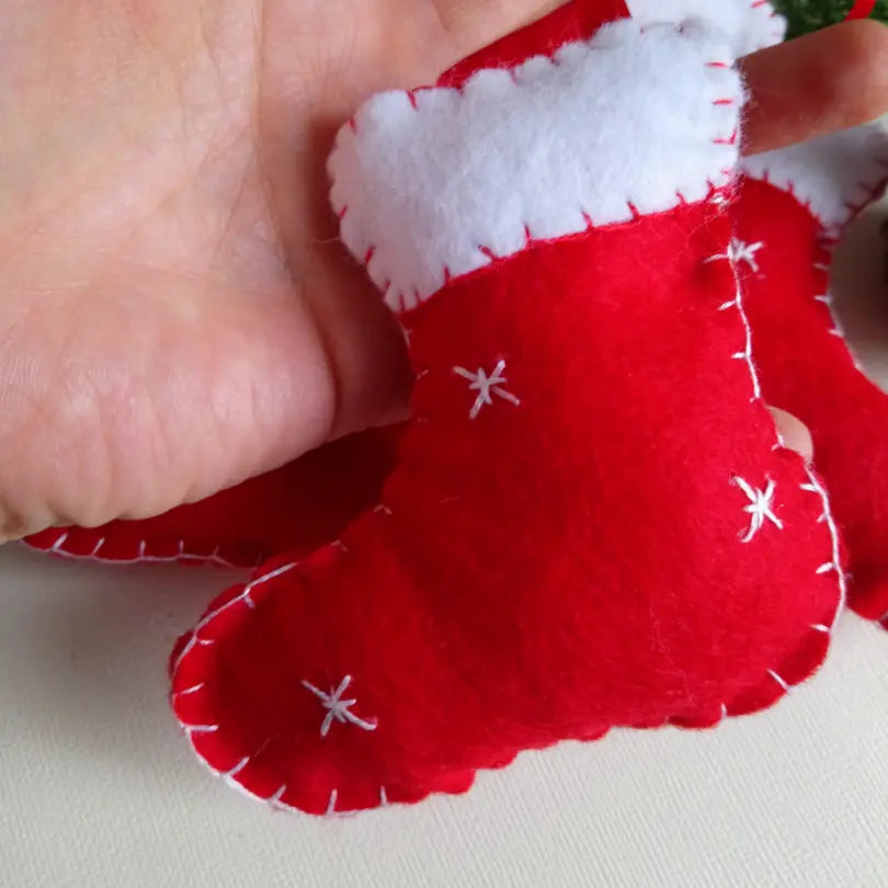 Décoration de Noël, botte de Noël, à suspendre en feutrine rouge