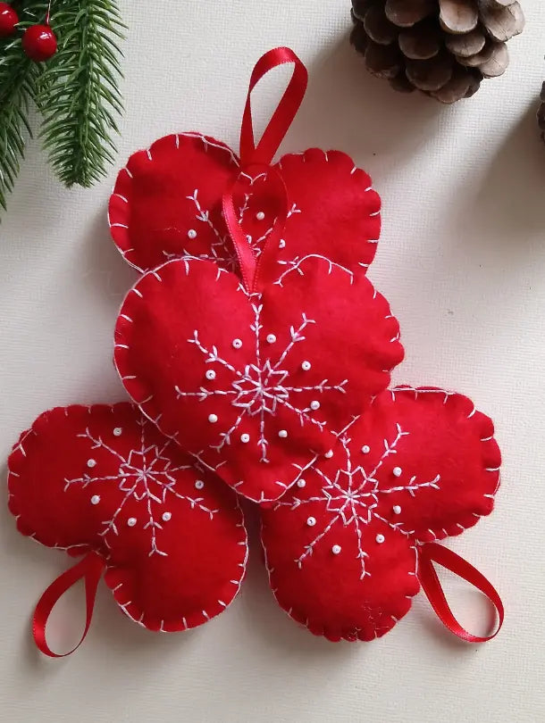 Décoration de Noël  - Cœur Rouge - à Suspendre - Feutrine rouge