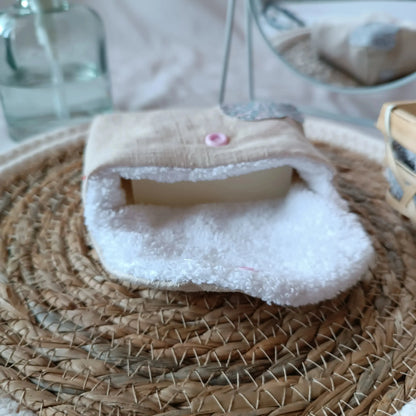 Pochette à savon / pochette de transport à savon / étui à savon / pochette à savon tissu éponge / étui à savon éponge / accessoire zéro déchet / accessoire salle de bain / transporter savon / pochette shampoing solide / étui en tissu pour savon / anti-gaspillage / pochette après-shampoing solide / trousse de toilette