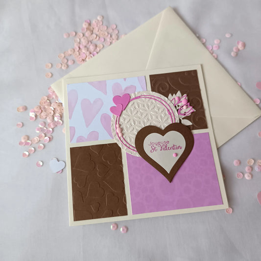Carte Saint-Valentin framboise et chocolat, vue d'ensemble
