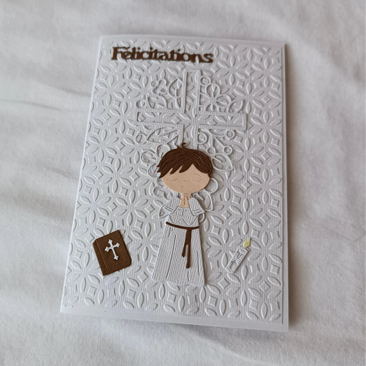 Carte Félicitations Communion petit garçon, vue d'ensemble