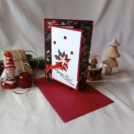 Carte noël rouge pour carte cadeau ou billet de L’Atelier de Lili la souris - Carte joyeux noël - carte de Noël - carte de vœux - idée cadeau noel - carte de vœux 2025 - noël 2025 - idée cadeau noël 2025 - idée cadeau femme noel 2025 - idée cadeau homme noel 2025 - cadeau noel 2025 - jolie carte de noel🕯️ Carte de Noël – Pochette de Noël pour carte-cadeau – rouge
