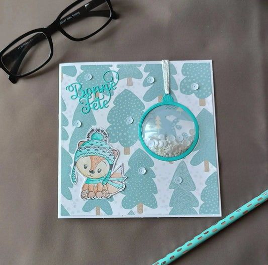 Carte Bonne fête verte et blanche à secouer, vue d'ensemble