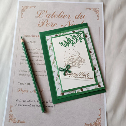 Carte noël verte pour carte cadeau ou billet de L’Atelier de Lili la souris - Carte joyeux noël - carte de Noël - carte de vœux - idée cadeau noel - carte de vœux 2025 - noël 2024 - idée cadeau noël 2024 - idée cadeau femme noel 2024 - idée cadeau homme noel 2024 - cadeau noel 2024 - jolie carte de noel