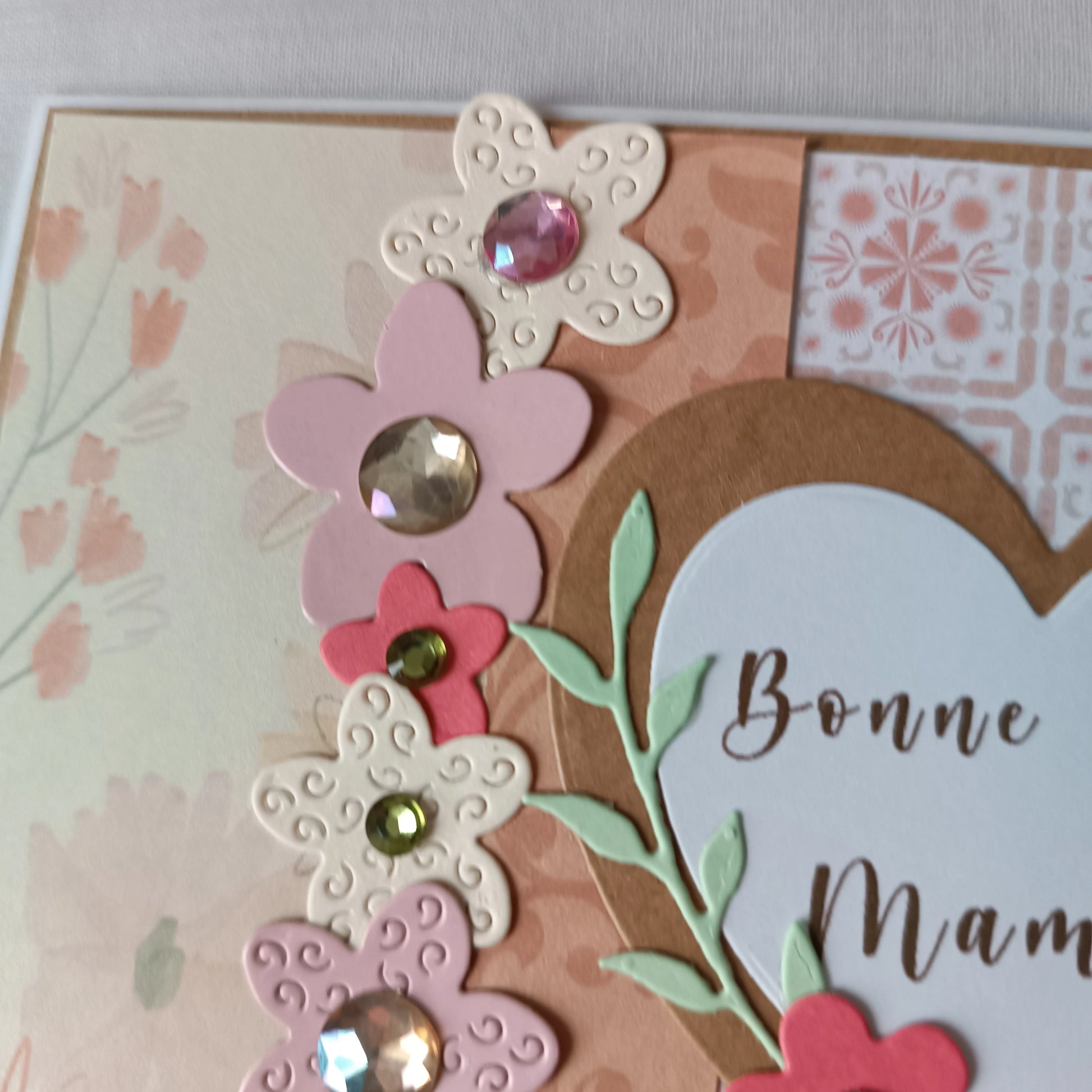 Carte Cœur Fleuri Abricot et Rose, dernière vue de la création