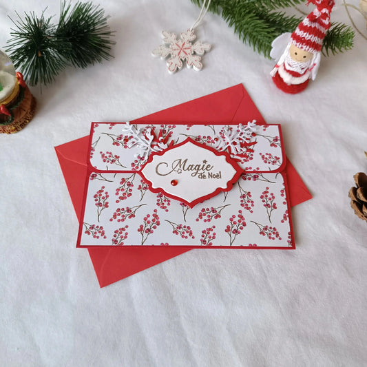 Détail de la fermeture à scratch de la pochette rouge et blanche