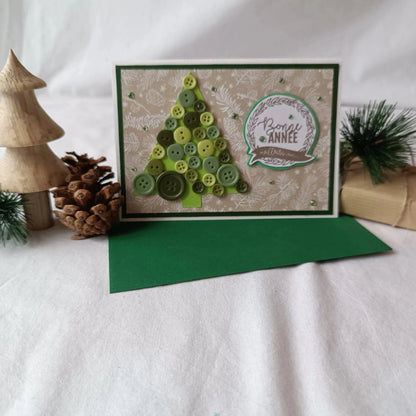 Carte de vœux bonne année sapin en boutons de L’Atelier de Lili la souris - Carte de vœux 2025 - carte bonne année 2025 - Carte bonne année - meilleurs vœux 2024 - carte de nouvel an - vœux de nouvel an - nouvel année 2025 - meilleurs vœux 2025 - présenter vœux 2025 - bonne année 2025 - carte de vœux année 2025 - vœux 2025
