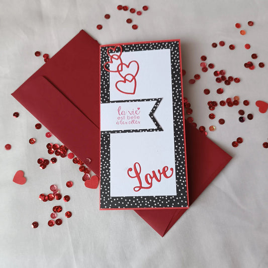 Carte Saint-Valentin rouge de L'Atelier de Lili la souris, vue principale
