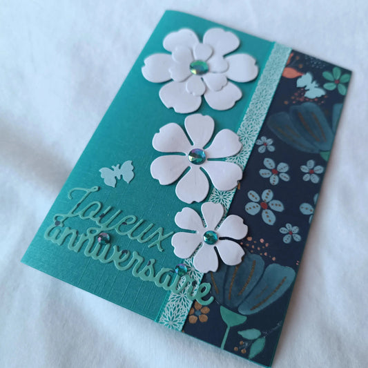 Carte anniversaire bleue, vue complémentaire