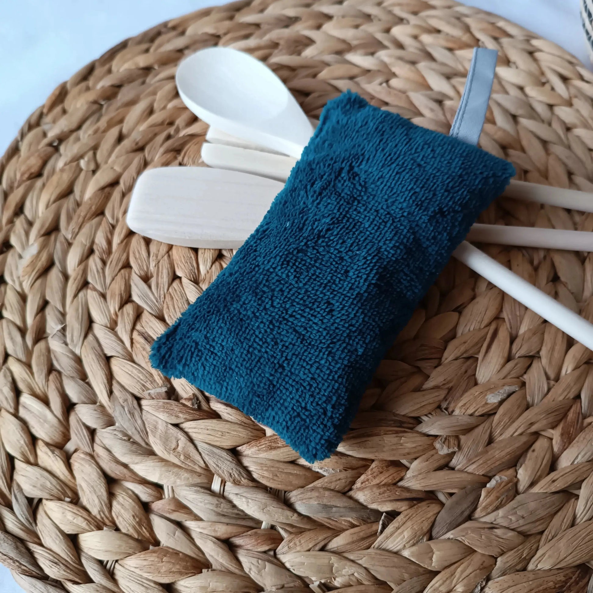 Eponge lavable - tissus éponge vert émeraude  et tissu en coton Récup' Tissu de Lili