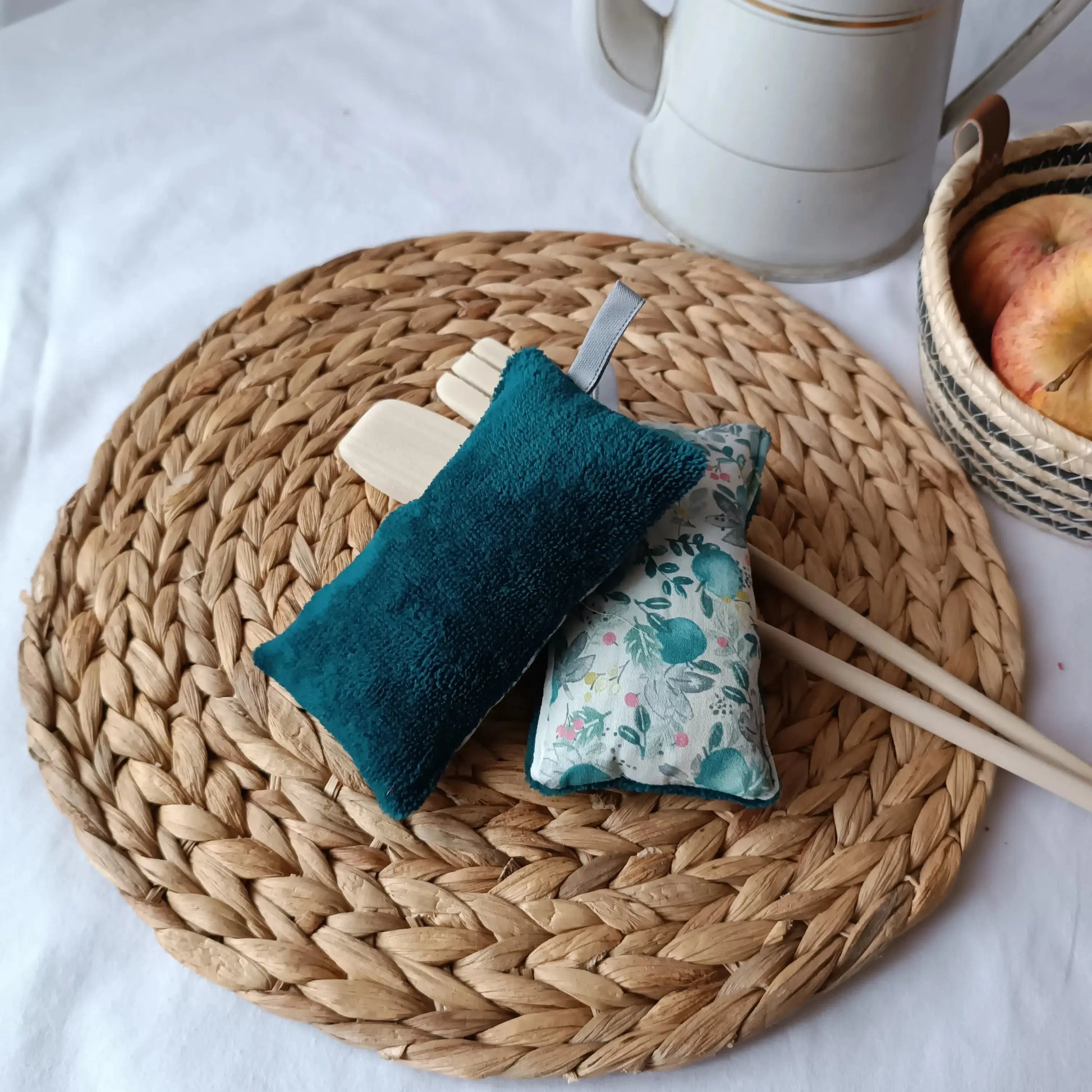 Eponge lavable - tissus éponge vert émeraude  et tissu en coton Récup' Tissu de Lili