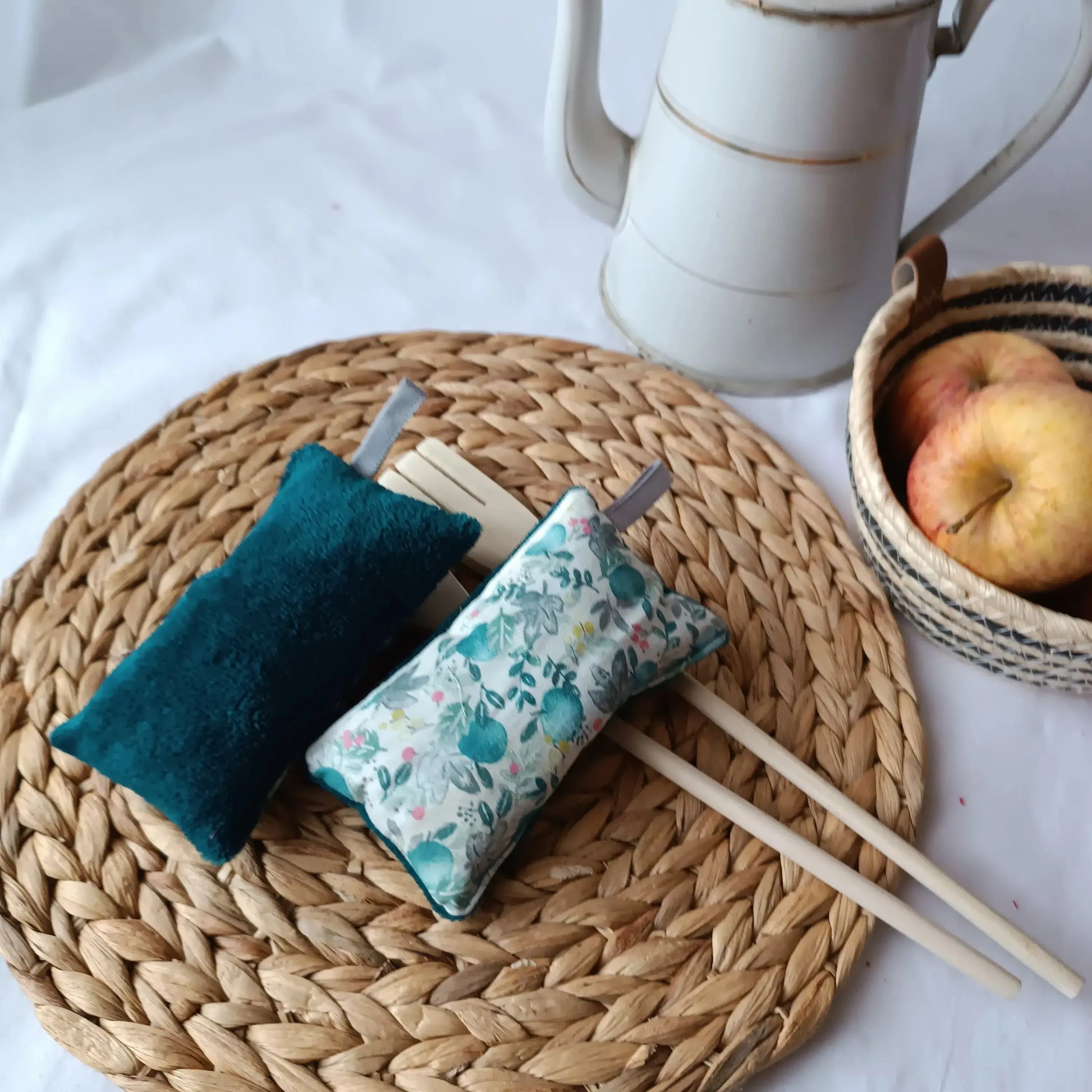 Eponge lavable - tissus éponge vert émeraude  et tissu en coton Récup' Tissu de Lili