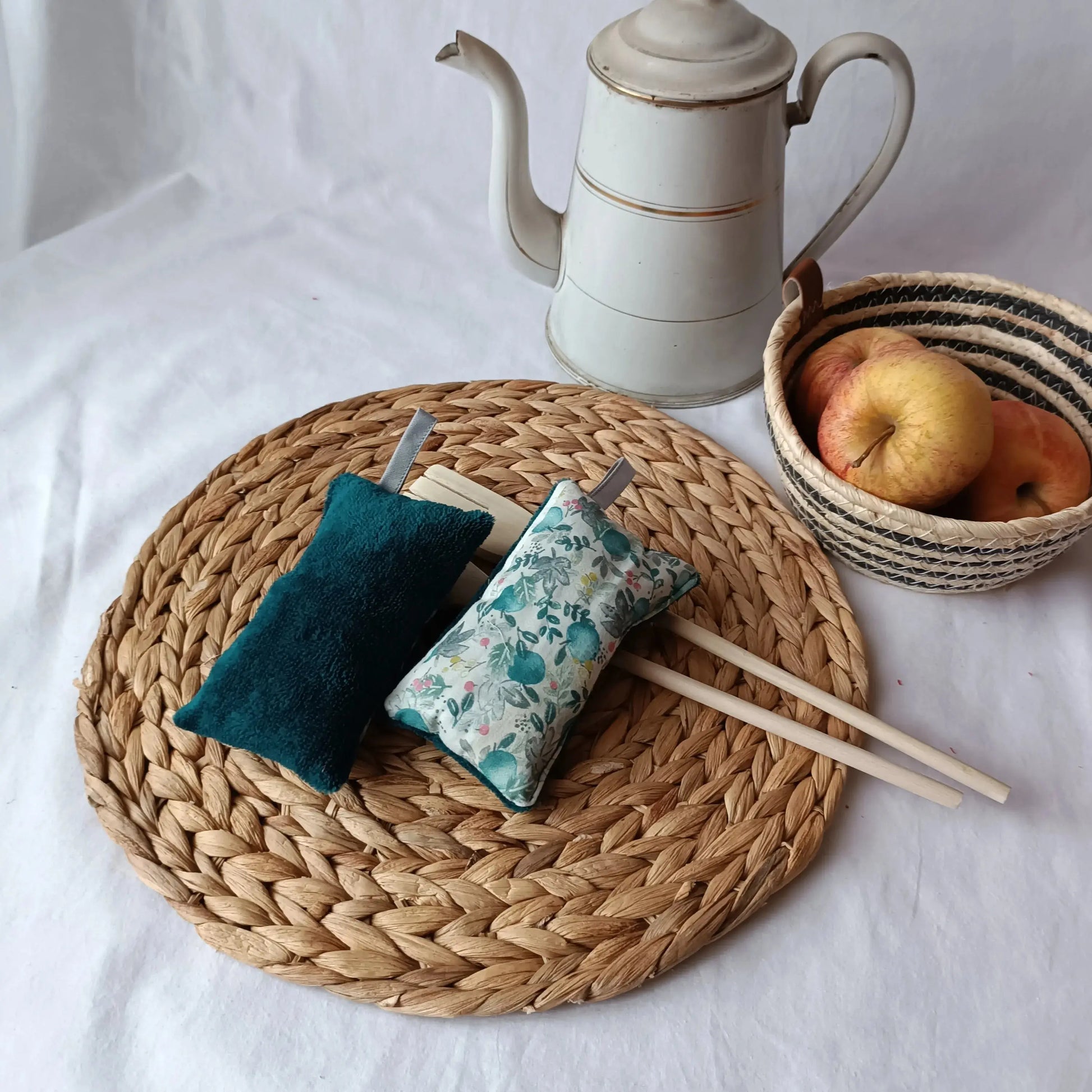 Eponge lavable - tissus éponge vert émeraude  et tissu en coton Récup' Tissu de Lili