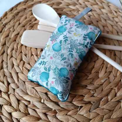 Eponge lavable - tissus éponge vert émeraude  et tissu en coton Récup' Tissu de Lili