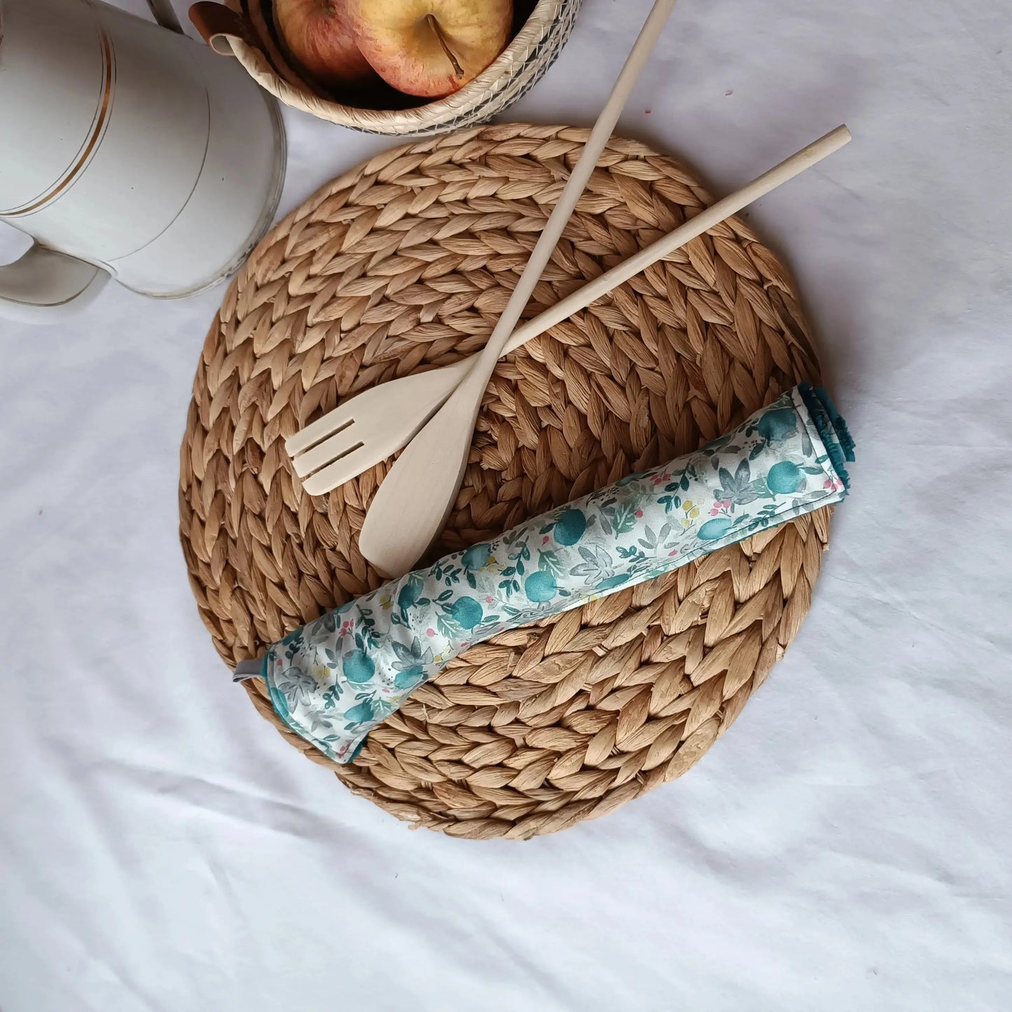 Essuie-main lavable - vert émeraude - tissus éponge et coton Récup' Tissu de Lili