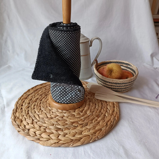 essuie-tout lavable / essuie-tout réutilisable / accessoires zéro déchet / cuisine écoresponsable / essuie-tout éponge de bambou / essuie-tout / 6 feuilles essuie-tout lavables / essuie-tout lavable noir
