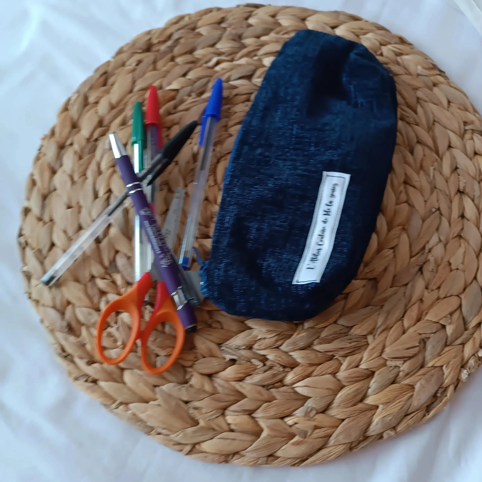 Trousse à crayons bleu marine - entièrement doublée Récup' Tissu de Lili